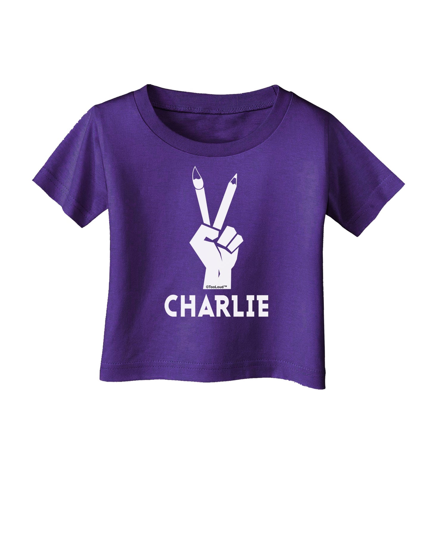 Hand Peace Sign - Charlie Design Infant T-Shirt Dark by TooLoud-Infant T-Shirt-TooLoud-Purple-06-Months-Davson Sales