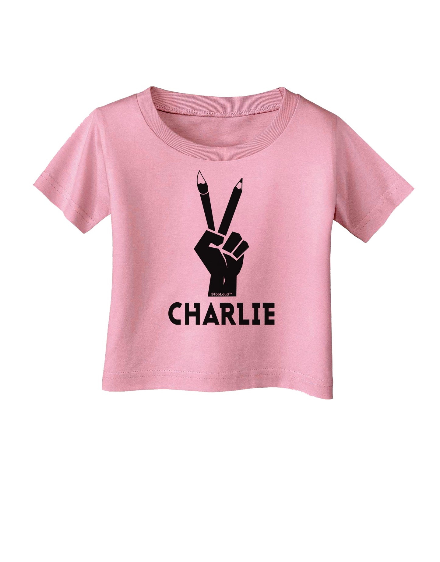 Hand Peace Sign - Charlie Design Infant T-Shirt by TooLoud-Infant T-Shirt-TooLoud-Candy-Pink-06-Months-Davson Sales