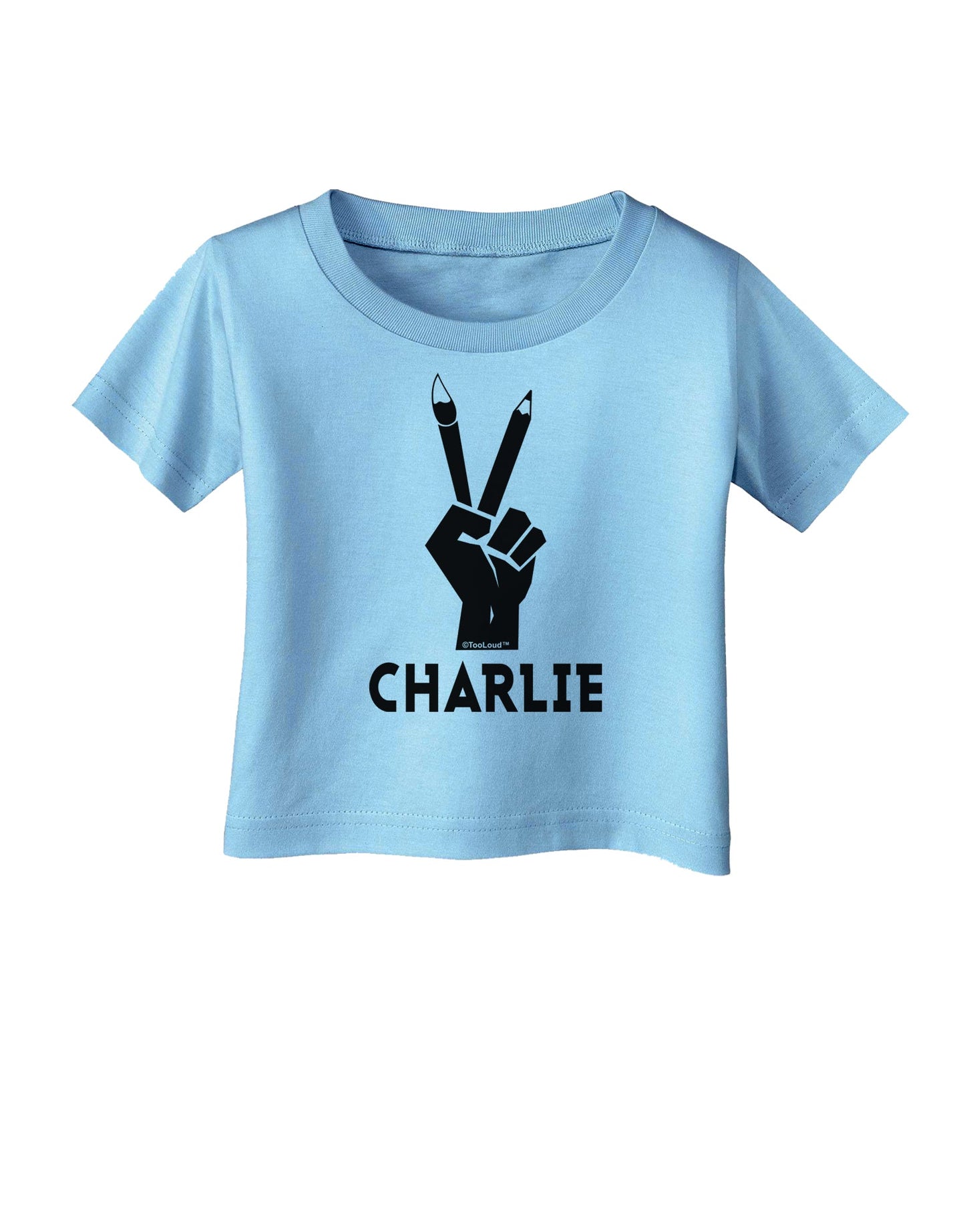 Hand Peace Sign - Charlie Design Infant T-Shirt by TooLoud-Infant T-Shirt-TooLoud-Aquatic-Blue-06-Months-Davson Sales