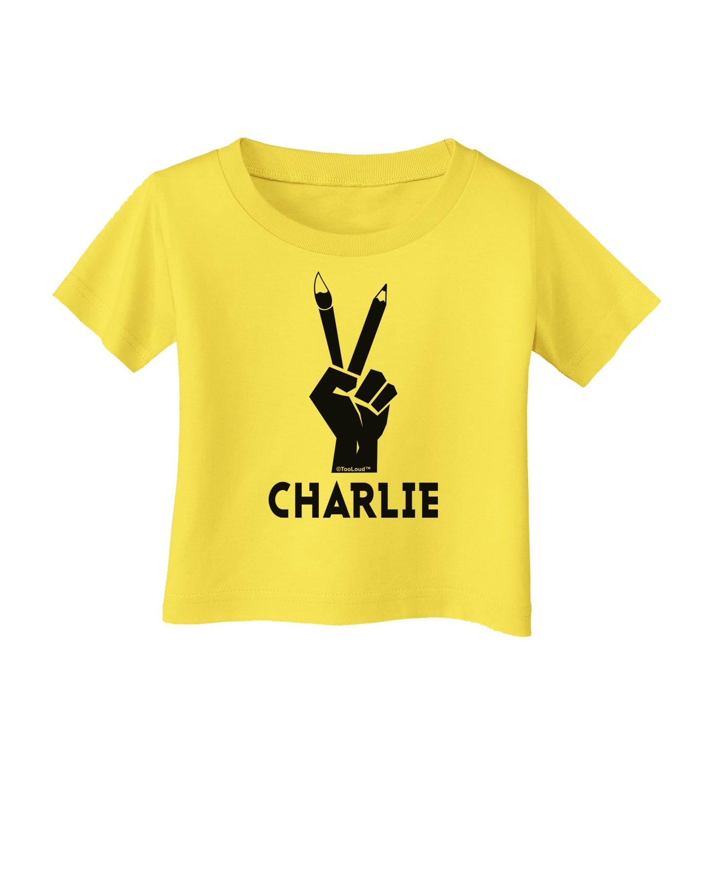 Hand Peace Sign - Charlie Design Infant T-Shirt by TooLoud-Infant T-Shirt-TooLoud-Yellow-06-Months-Davson Sales