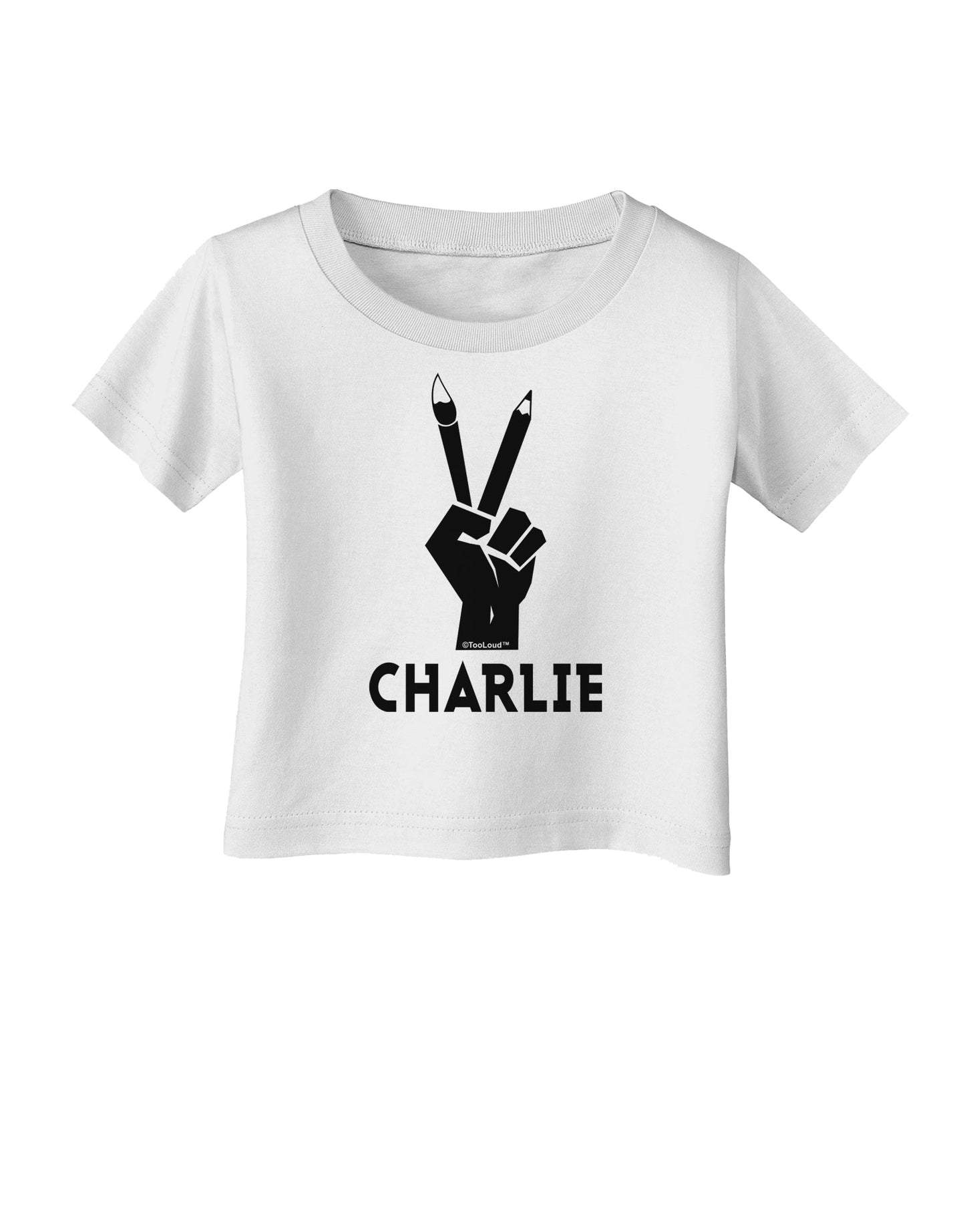 Hand Peace Sign - Charlie Design Infant T-Shirt by TooLoud-Infant T-Shirt-TooLoud-White-06-Months-Davson Sales