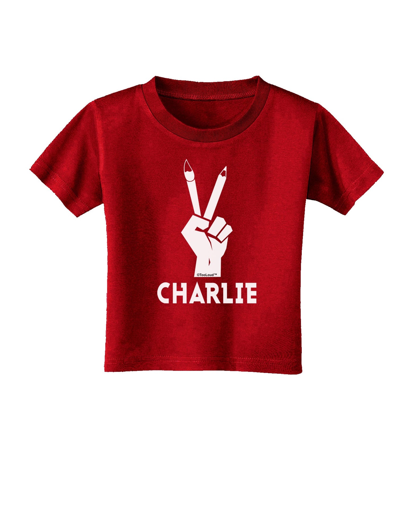 Hand Peace Sign - Charlie Design Toddler T-Shirt Dark by TooLoud-Toddler T-Shirt-TooLoud-Red-2T-Davson Sales