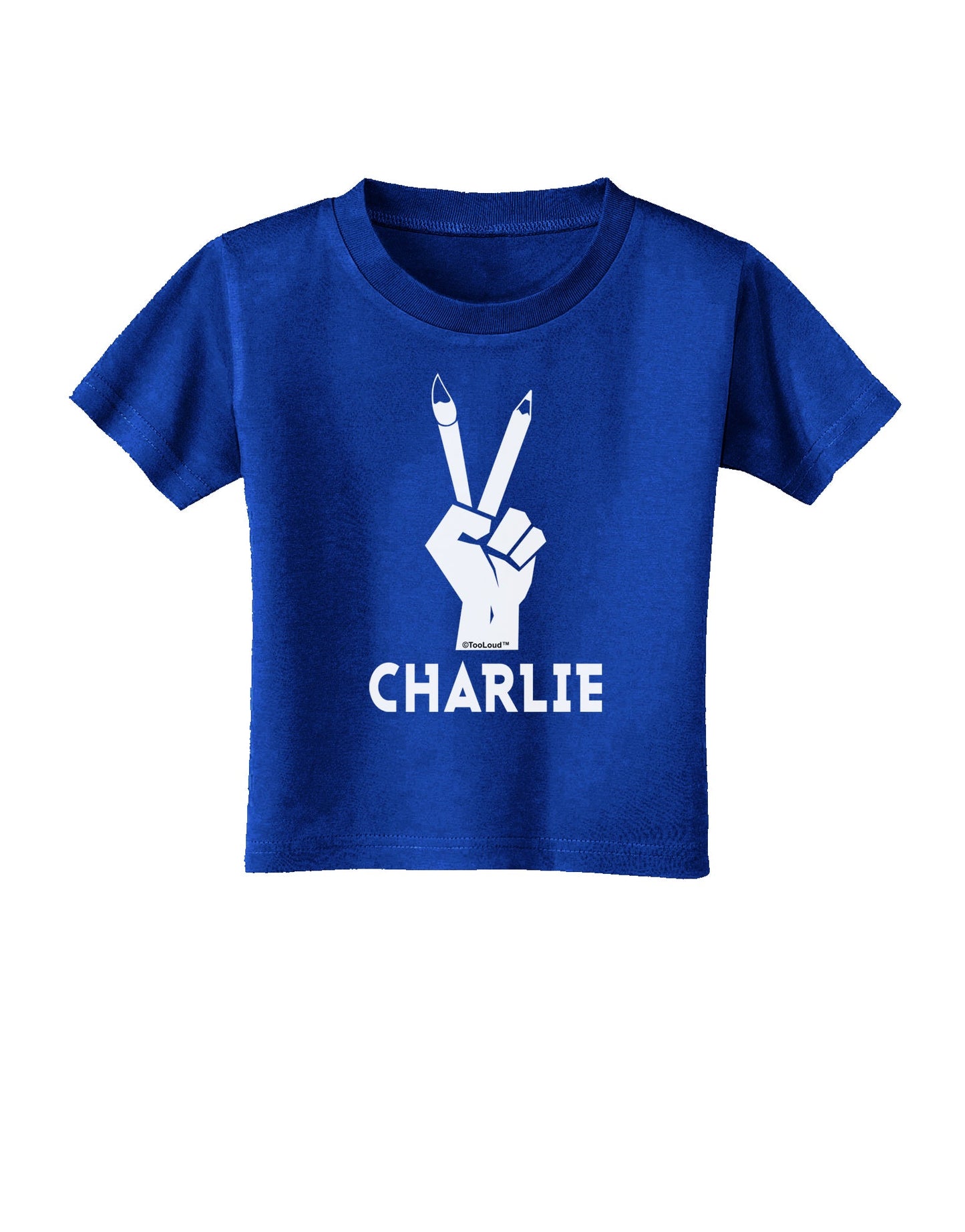 Hand Peace Sign - Charlie Design Toddler T-Shirt Dark by TooLoud-Toddler T-Shirt-TooLoud-Royal-Blue-2T-Davson Sales