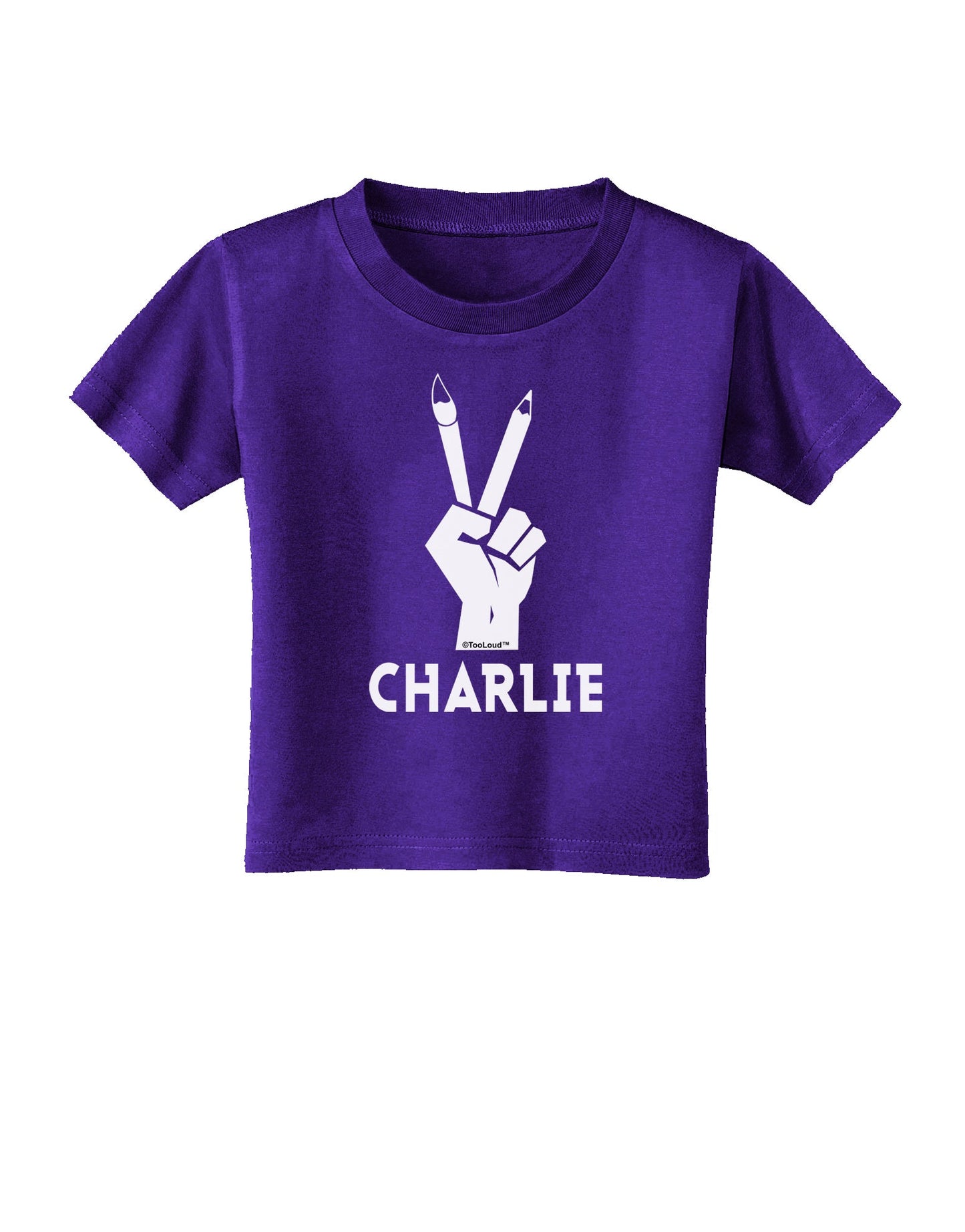 Hand Peace Sign - Charlie Design Toddler T-Shirt Dark by TooLoud-Toddler T-Shirt-TooLoud-Purple-2T-Davson Sales