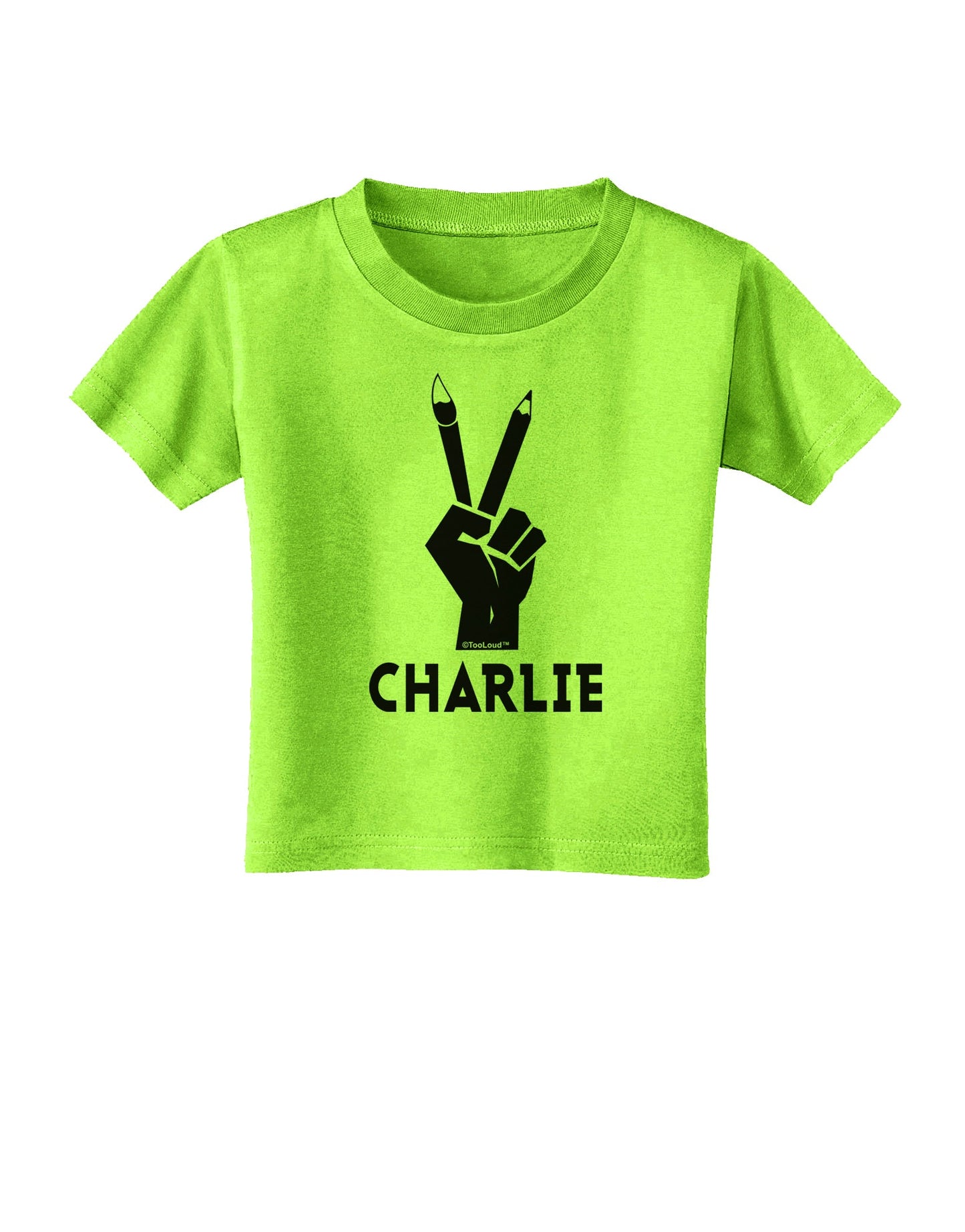 Hand Peace Sign - Charlie Design Toddler T-Shirt by TooLoud-Toddler T-Shirt-TooLoud-Lime-Green-2T-Davson Sales