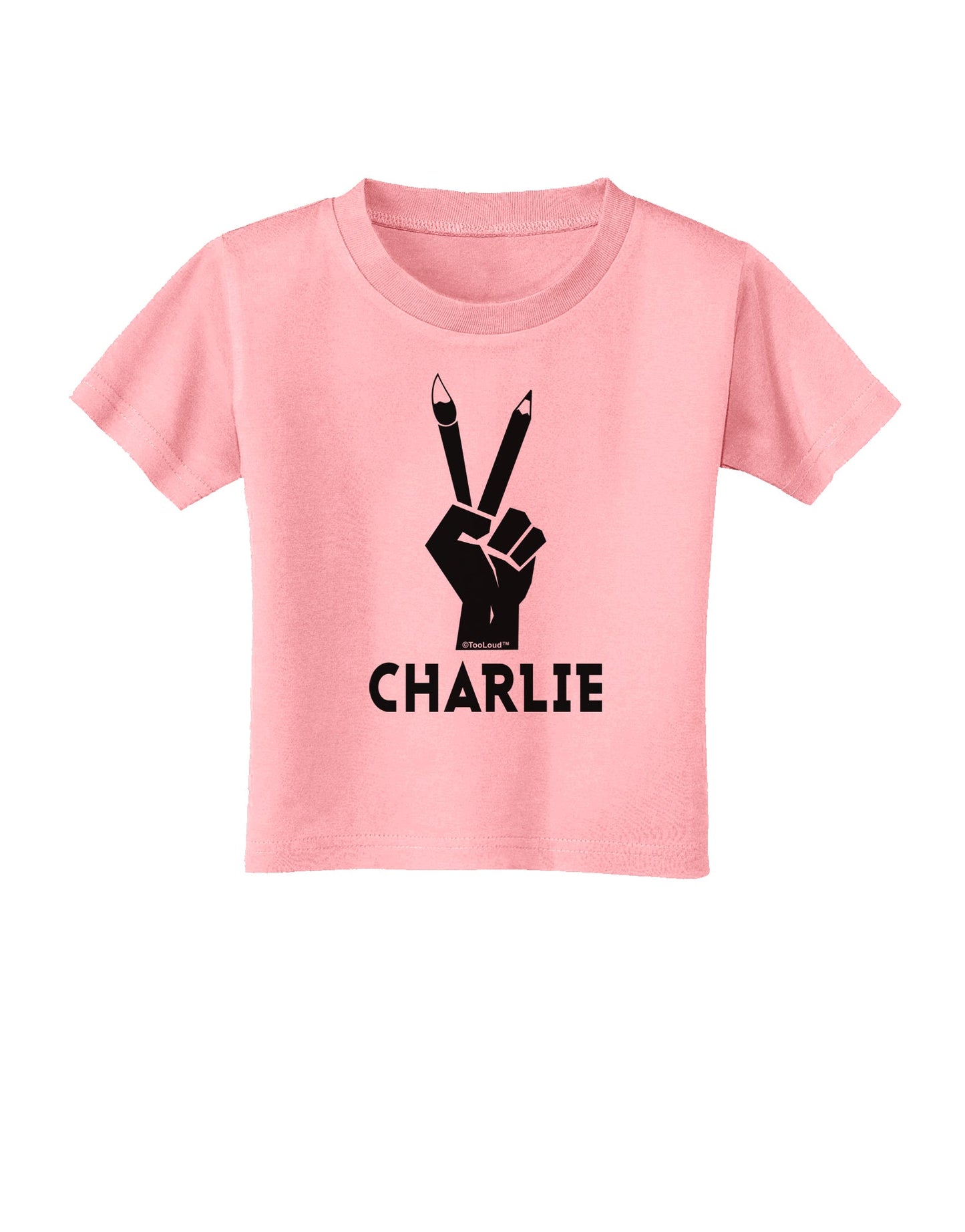Hand Peace Sign - Charlie Design Toddler T-Shirt by TooLoud-Toddler T-Shirt-TooLoud-Candy-Pink-2T-Davson Sales