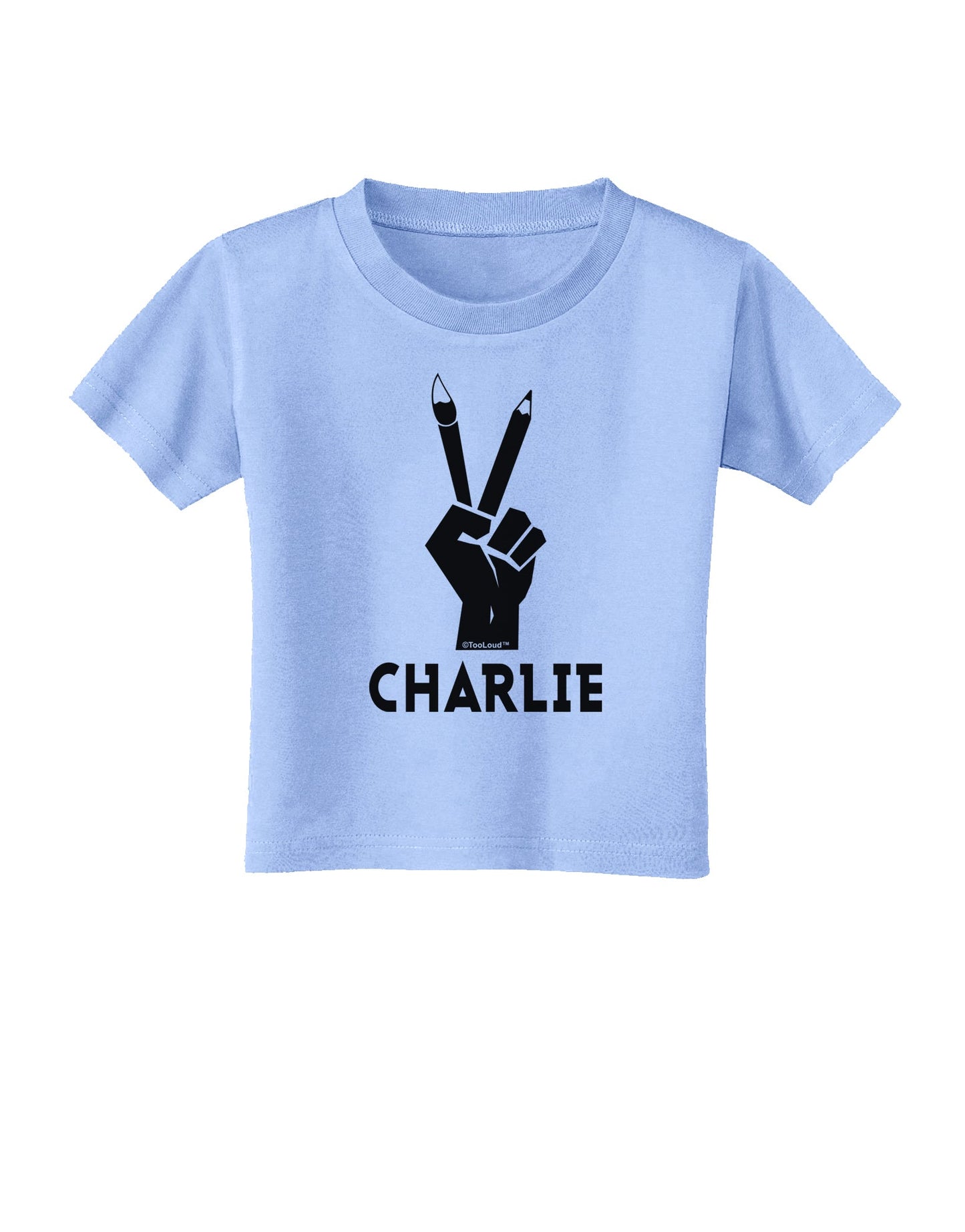 Hand Peace Sign - Charlie Design Toddler T-Shirt by TooLoud-Toddler T-Shirt-TooLoud-Aquatic-Blue-2T-Davson Sales