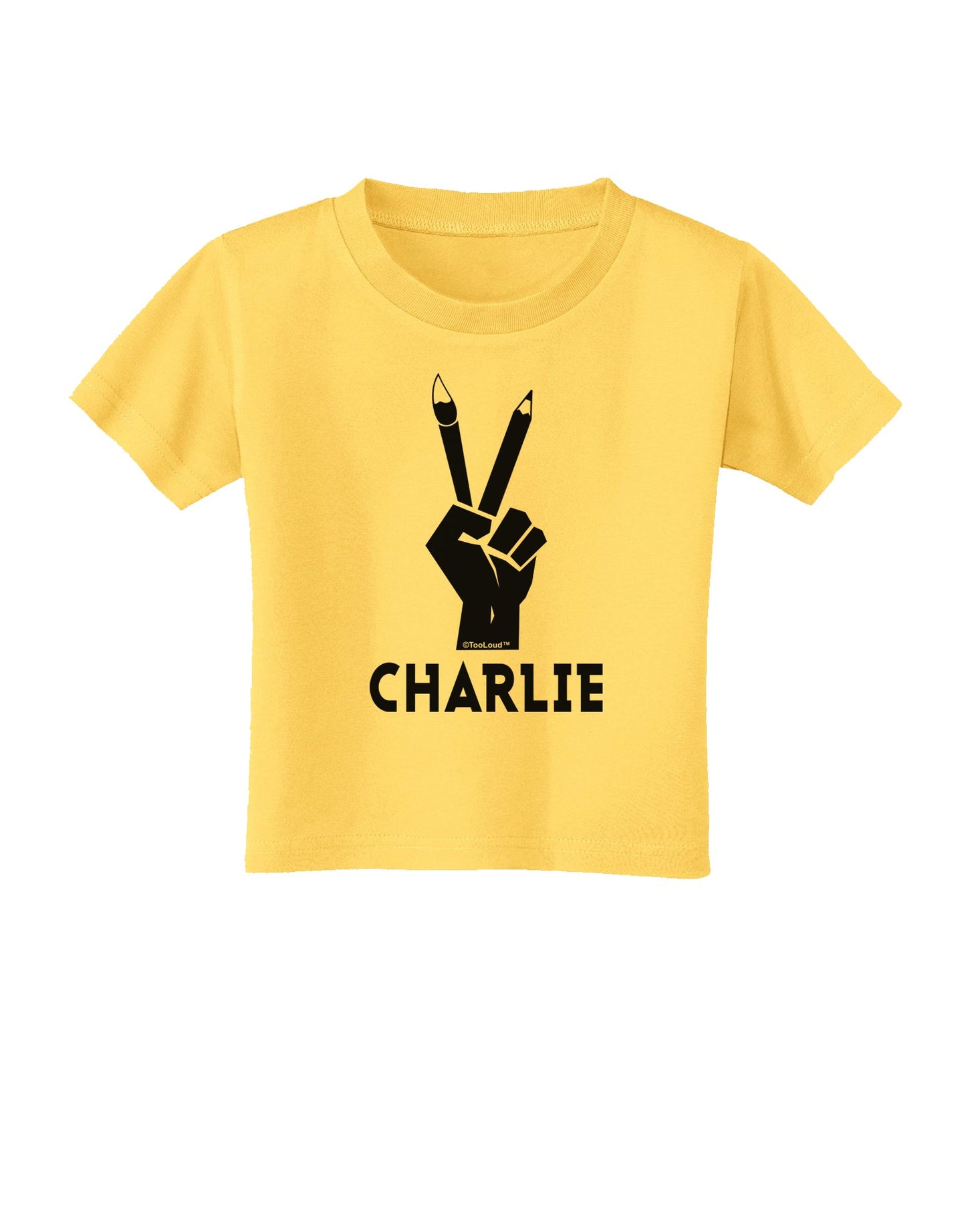 Hand Peace Sign - Charlie Design Toddler T-Shirt by TooLoud-Toddler T-Shirt-TooLoud-Yellow-2T-Davson Sales