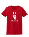 Hand Peace Sign - Charlie Design Womens Dark T-Shirt by TooLoud-Womens T-Shirt-TooLoud-Red-X-Small-Davson Sales