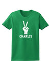 Hand Peace Sign - Charlie Design Womens Dark T-Shirt by TooLoud-Womens T-Shirt-TooLoud-Kelly-Green-X-Small-Davson Sales