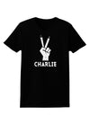 Hand Peace Sign - Charlie Design Womens Dark T-Shirt by TooLoud-Womens T-Shirt-TooLoud-Black-X-Small-Davson Sales