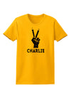 Hand Peace Sign - Charlie Design Womens T-Shirt by TooLoud-Womens T-Shirt-TooLoud-Gold-X-Small-Davson Sales