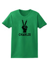 Hand Peace Sign - Charlie Design Womens T-Shirt by TooLoud-Womens T-Shirt-TooLoud-Kelly-Green-X-Small-Davson Sales