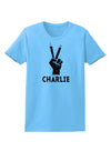 Hand Peace Sign - Charlie Design Womens T-Shirt by TooLoud-Womens T-Shirt-TooLoud-Aquatic-Blue-X-Small-Davson Sales