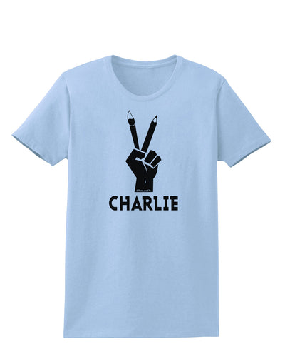 Hand Peace Sign - Charlie Design Womens T-Shirt by TooLoud-Womens T-Shirt-TooLoud-Light-Blue-X-Small-Davson Sales