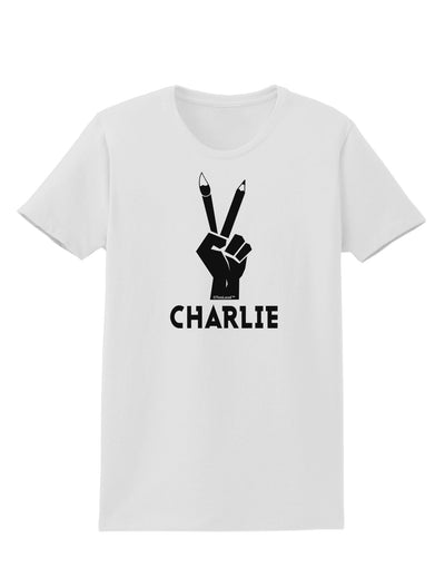 Hand Peace Sign - Charlie Design Womens T-Shirt by TooLoud-Womens T-Shirt-TooLoud-White-X-Small-Davson Sales