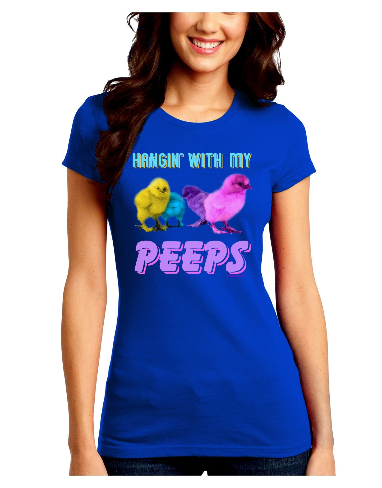 Hangin With My Peeps Juniors Petite Crew Dark T-Shirt-T-Shirts Juniors Tops-TooLoud-Royal-Blue-Juniors Fitted Small-Davson Sales