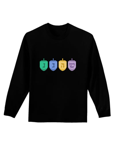 Hanukkah Dreidels Adult Long Sleeve Dark T-Shirt-TooLoud-Black-Small-Davson Sales