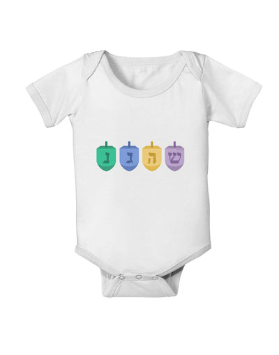 Hanukkah Dreidels Baby Romper Bodysuit-Baby Romper-TooLoud-White-06-Months-Davson Sales