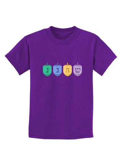 Hanukkah Dreidels Childrens Dark T-Shirt-Childrens T-Shirt-TooLoud-Purple-X-Small-Davson Sales