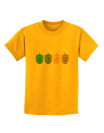 Hanukkah Dreidels Childrens T-Shirt-Childrens T-Shirt-TooLoud-Gold-X-Small-Davson Sales