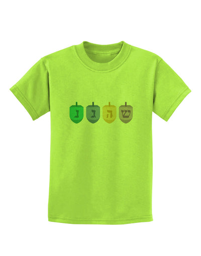 Hanukkah Dreidels Childrens T-Shirt-Childrens T-Shirt-TooLoud-Lime-Green-X-Small-Davson Sales