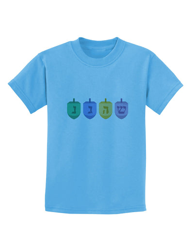 Hanukkah Dreidels Childrens T-Shirt-Childrens T-Shirt-TooLoud-Aquatic-Blue-X-Small-Davson Sales