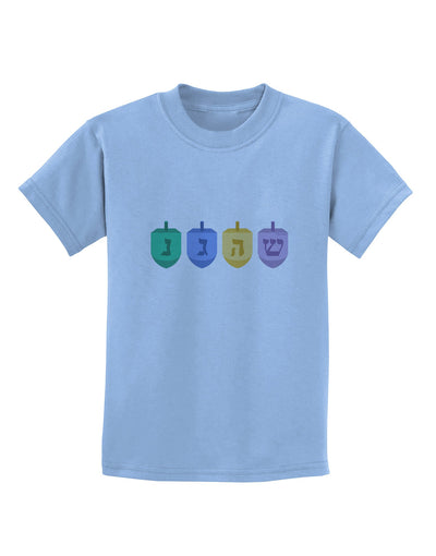 Hanukkah Dreidels Childrens T-Shirt-Childrens T-Shirt-TooLoud-Light-Blue-X-Small-Davson Sales