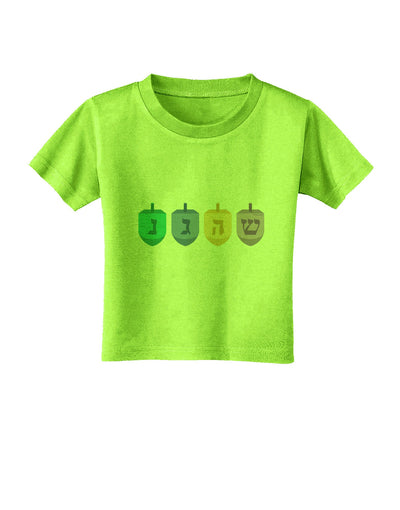 Hanukkah Dreidels Toddler T-Shirt-Toddler T-Shirt-TooLoud-Lime-Green-2T-Davson Sales