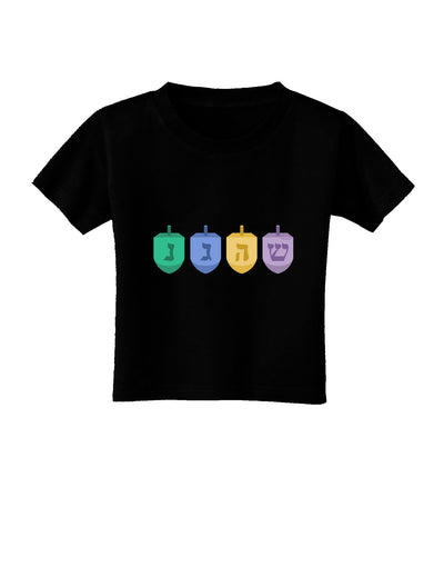 Hanukkah Dreidels Toddler T-Shirt Dark-Toddler T-Shirt-TooLoud-Black-2T-Davson Sales