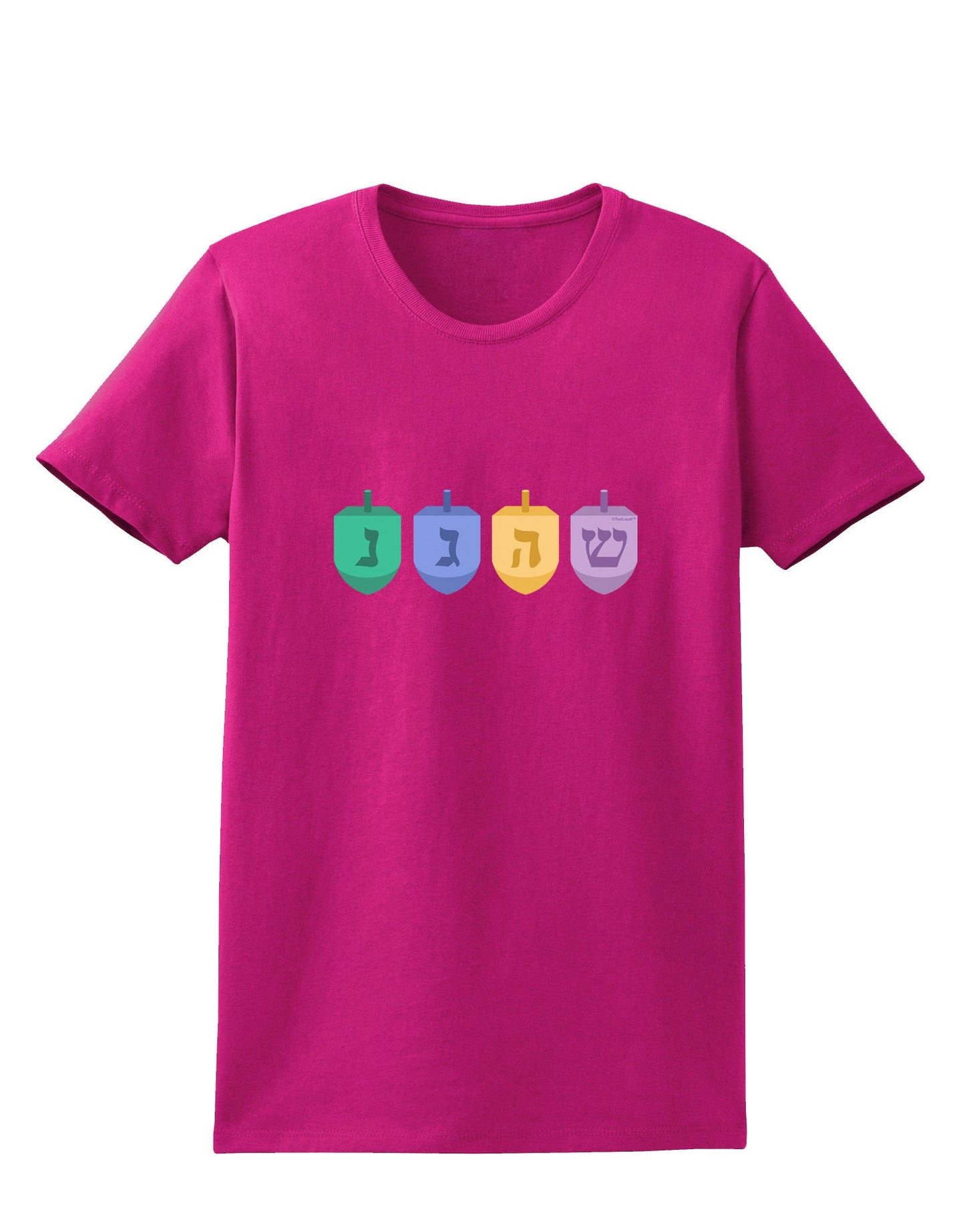 Hanukkah Dreidels Womens Dark T-Shirt-TooLoud-Hot-Pink-Small-Davson Sales
