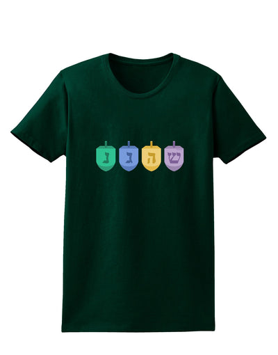 Hanukkah Dreidels Womens Dark T-Shirt-TooLoud-Forest-Green-Small-Davson Sales