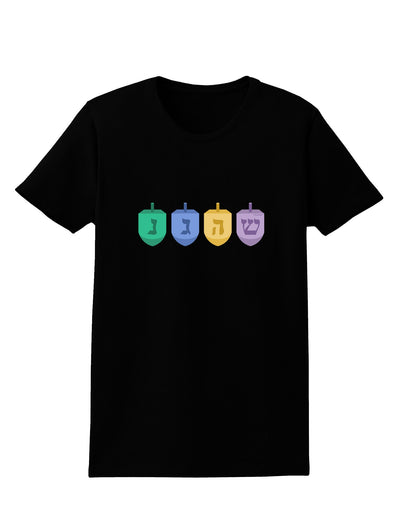 Hanukkah Dreidels Womens Dark T-Shirt-TooLoud-Black-X-Small-Davson Sales