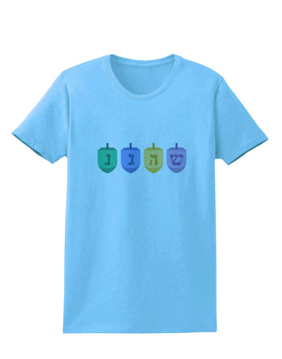 Hanukkah Dreidels Womens T-Shirt-Womens T-Shirt-TooLoud-Aquatic-Blue-X-Small-Davson Sales