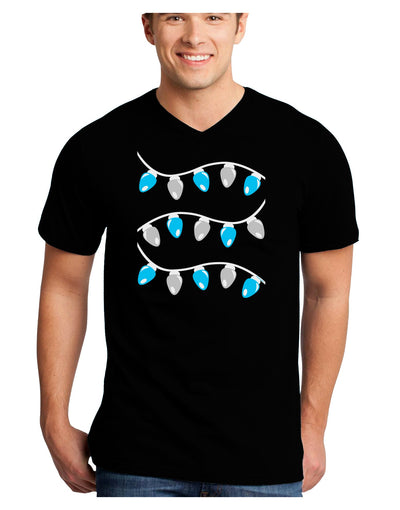 Hanukkah Lights Blue and Silver Adult Dark V-Neck T-Shirt-TooLoud-Black-Small-Davson Sales