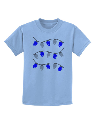 Hanukkah Lights Blue and Silver Childrens T-Shirt-Childrens T-Shirt-TooLoud-Light-Blue-X-Small-Davson Sales