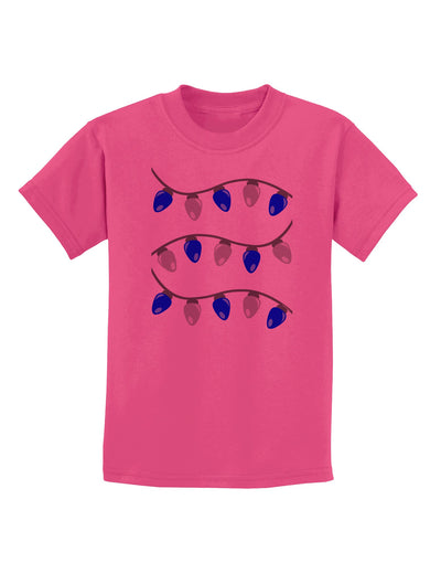 Hanukkah Lights Blue and Silver Childrens T-Shirt-Childrens T-Shirt-TooLoud-Sangria-X-Small-Davson Sales