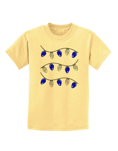 Hanukkah Lights Blue and Silver Childrens T-Shirt-Childrens T-Shirt-TooLoud-Daffodil-Yellow-X-Small-Davson Sales