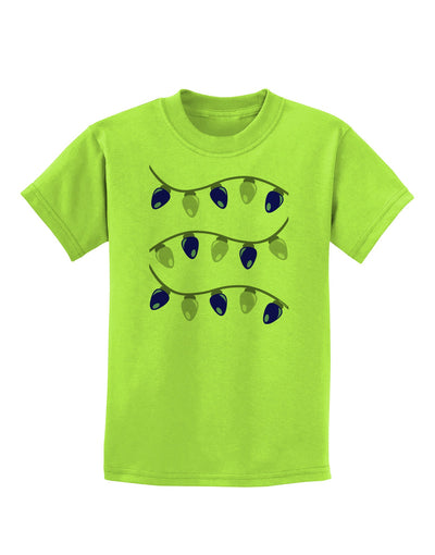 Hanukkah Lights Blue and Silver Childrens T-Shirt-Childrens T-Shirt-TooLoud-Lime-Green-X-Small-Davson Sales