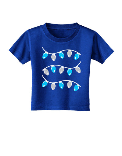 Hanukkah Lights Blue and Silver Toddler T-Shirt Dark-Toddler T-Shirt-TooLoud-Red-2T-Davson Sales