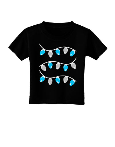 Hanukkah Lights Blue and Silver Toddler T-Shirt Dark-Toddler T-Shirt-TooLoud-Black-2T-Davson Sales