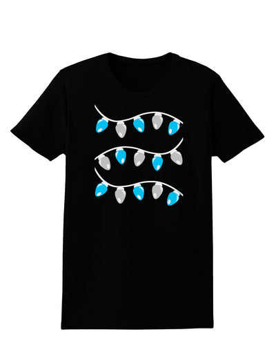 Hanukkah Lights Blue and Silver Womens Dark T-Shirt-TooLoud-Black-X-Small-Davson Sales