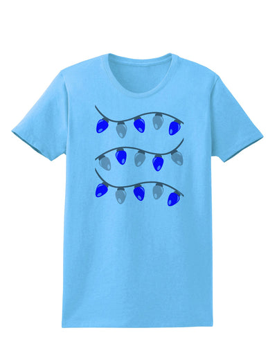 Hanukkah Lights Blue and Silver Womens T-Shirt-Womens T-Shirt-TooLoud-Aquatic-Blue-X-Small-Davson Sales