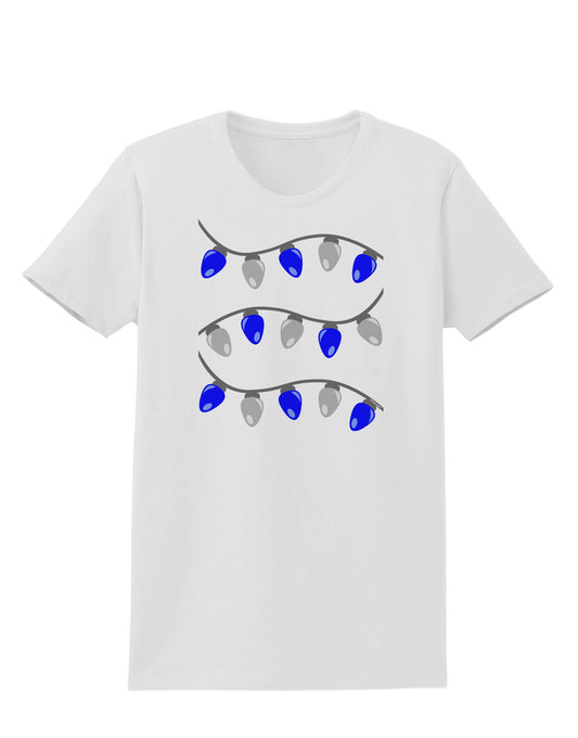 Hanukkah Lights Blue and Silver Womens T-Shirt-Womens T-Shirt-TooLoud-White-X-Small-Davson Sales