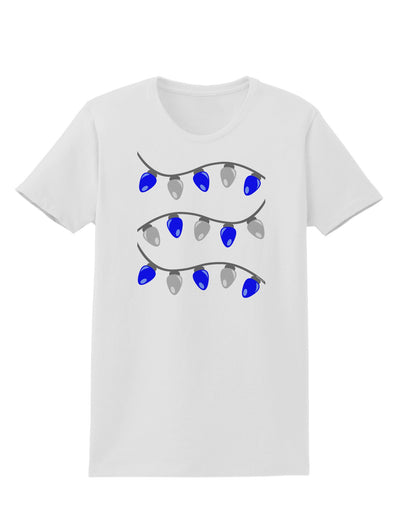 Hanukkah Lights Blue and Silver Womens T-Shirt-Womens T-Shirt-TooLoud-White-X-Small-Davson Sales