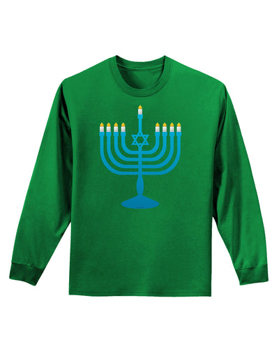 Hanukkah Menorah Adult Long Sleeve Dark T-Shirt-TooLoud-Kelly-Green-Small-Davson Sales