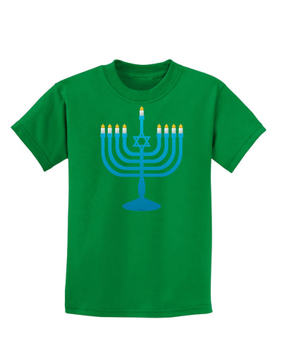 Hanukkah Menorah Childrens Dark T-Shirt-Childrens T-Shirt-TooLoud-Kelly-Green-X-Small-Davson Sales