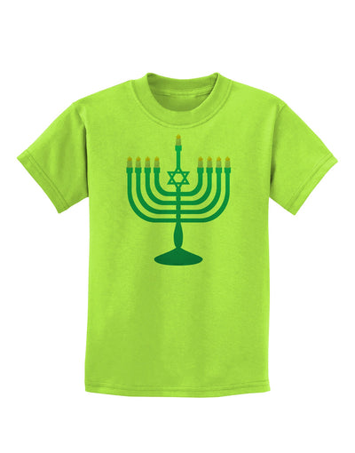 Hanukkah Menorah Childrens T-Shirt-Childrens T-Shirt-TooLoud-Lime-Green-X-Small-Davson Sales