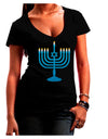 Hanukkah Menorah Juniors V-Neck Dark T-Shirt-Womens V-Neck T-Shirts-TooLoud-Black-Juniors Fitted Small-Davson Sales