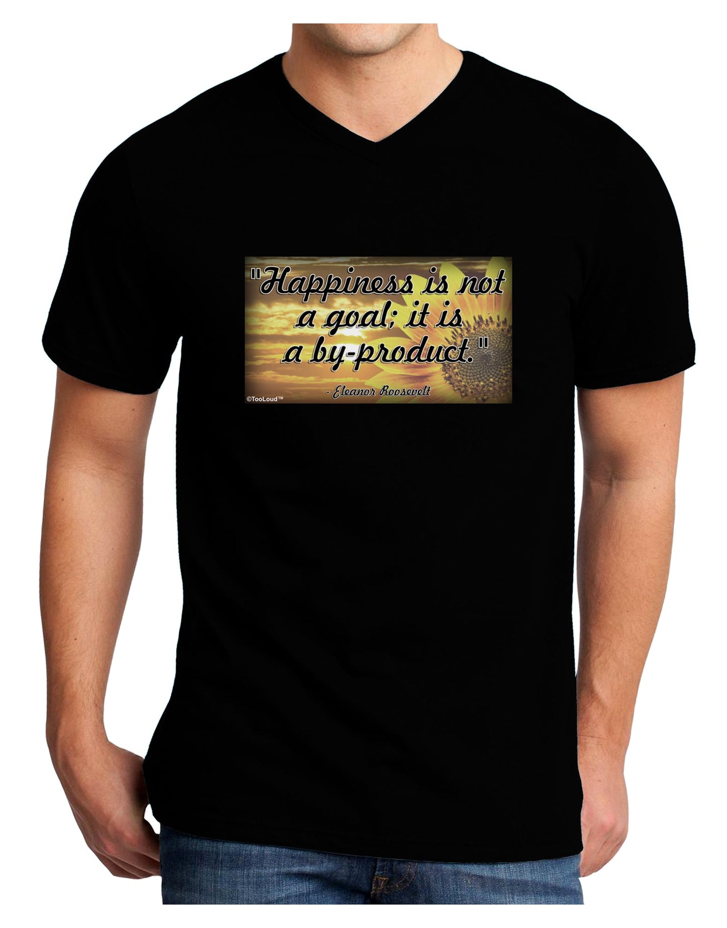 Happiness Is Not A Goal Adult Dark V-Neck T-Shirt by TooLoud-Mens V-Neck T-Shirt-TooLoud-Black-Small-Davson Sales